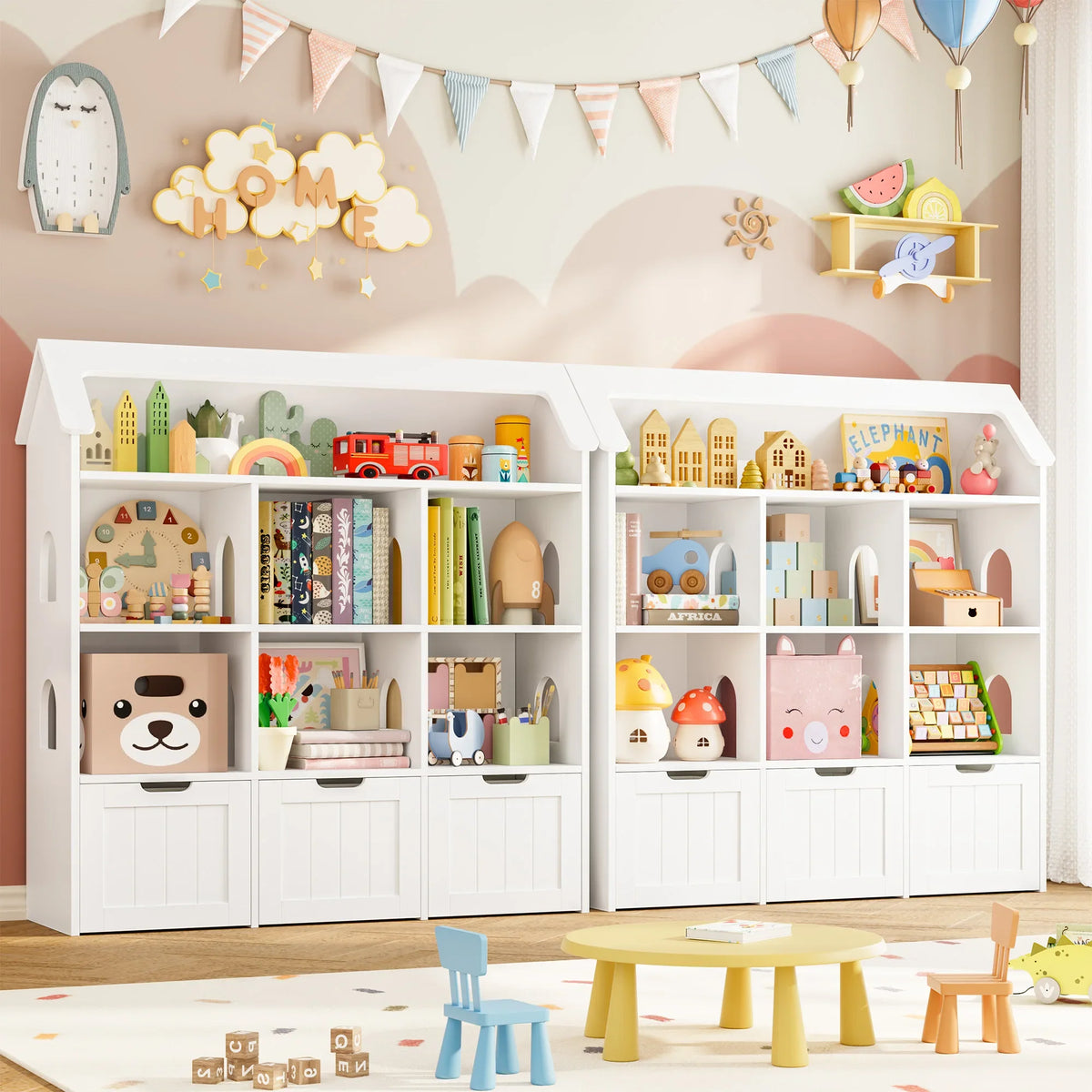 Meuble à jouets 3 tiroirs 7 cases 120x33 Lilla Kids