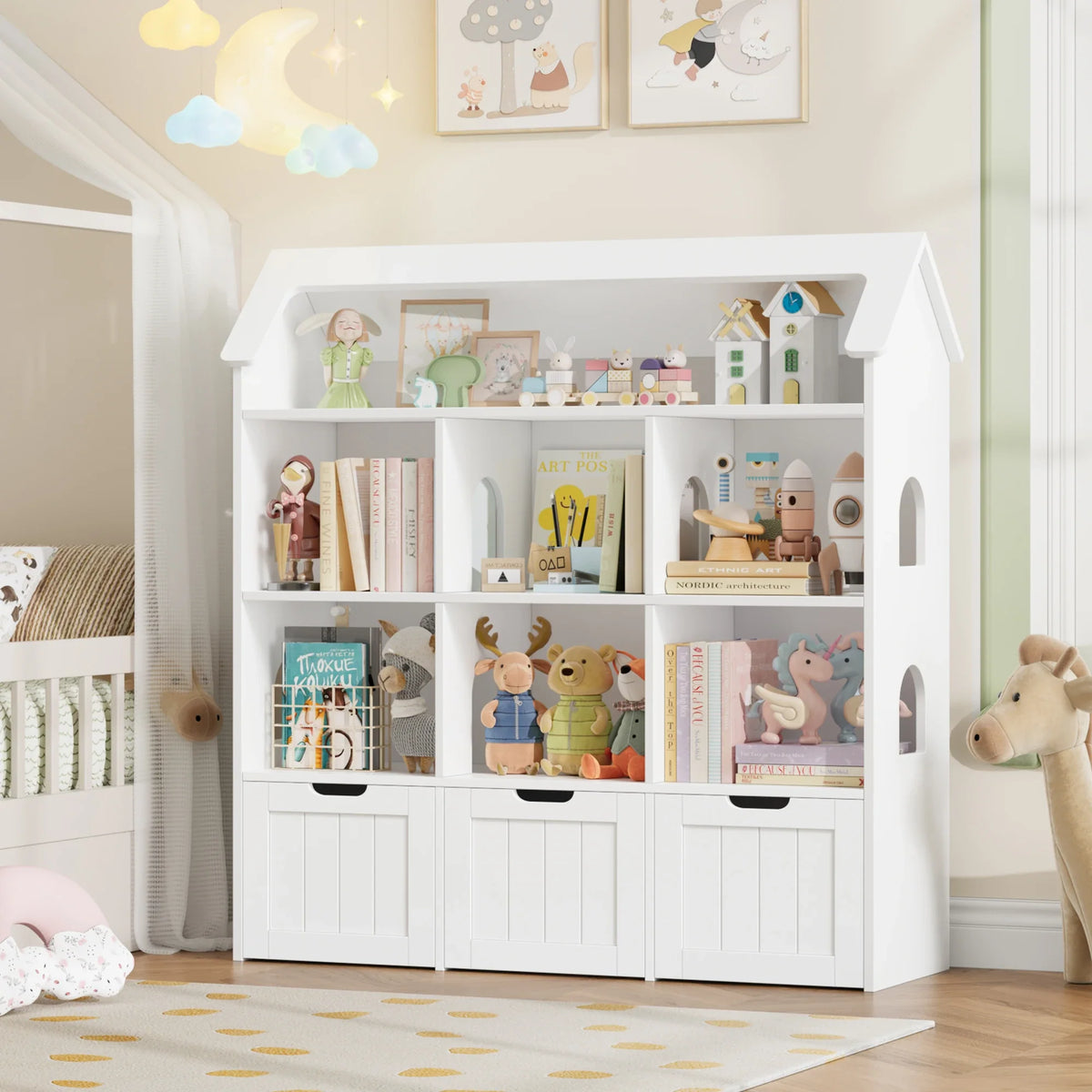 Meuble à jouets 3 tiroirs 7 cases 120x33 Lilla Kids