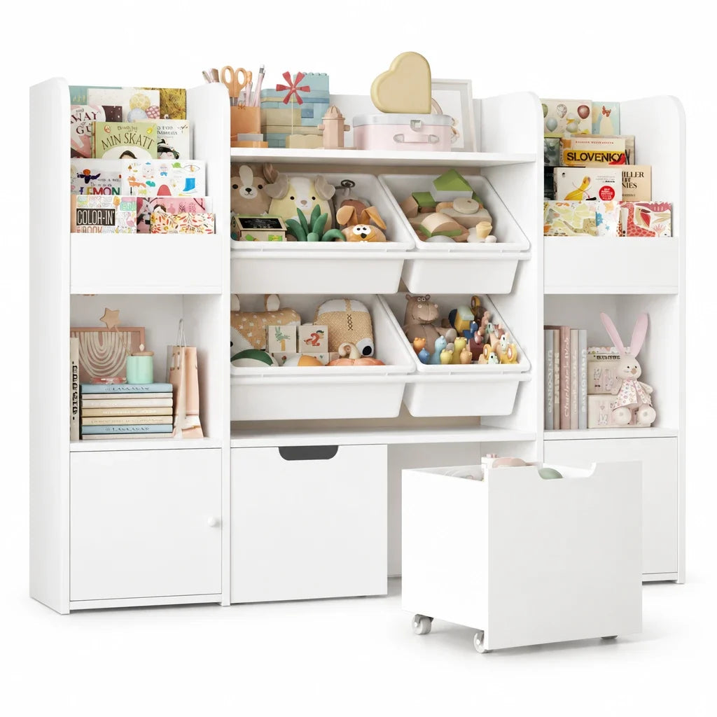 Meuble à jouets 4 bacs 13 niveaux 126cm Lilla Kids