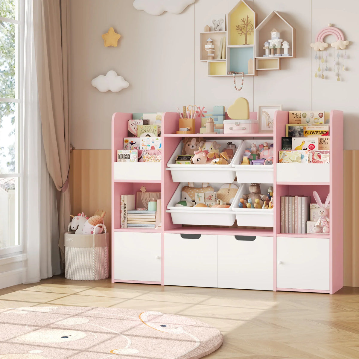 Meuble à jouets 4 bacs 13 niveaux 126cm Lilla Kids