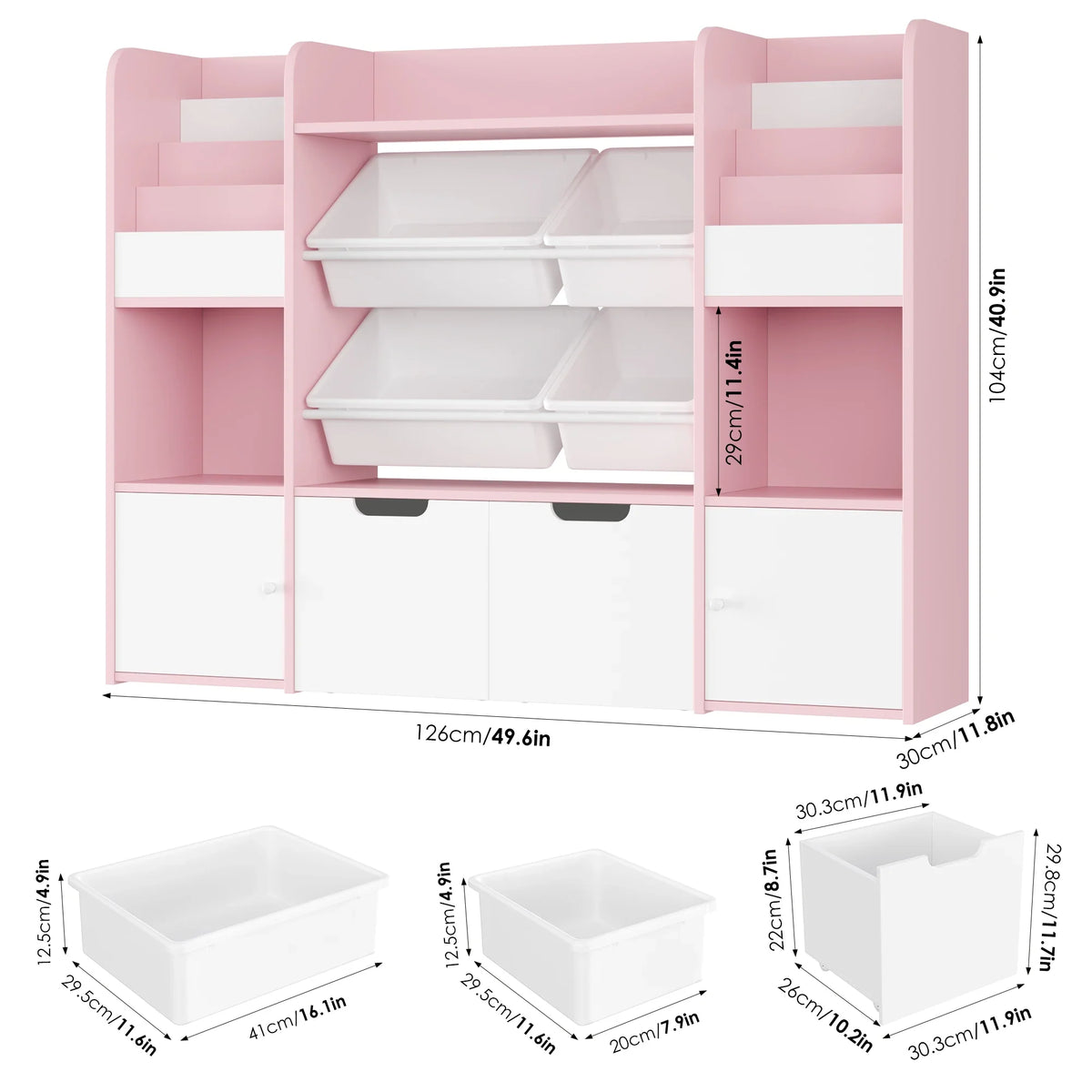 Meuble à jouets 4 bacs 13 niveaux 126cm Lilla Kids