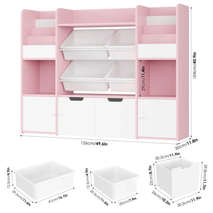Meuble à jouets 4 bacs 13 niveaux 126cm Lilla Kids