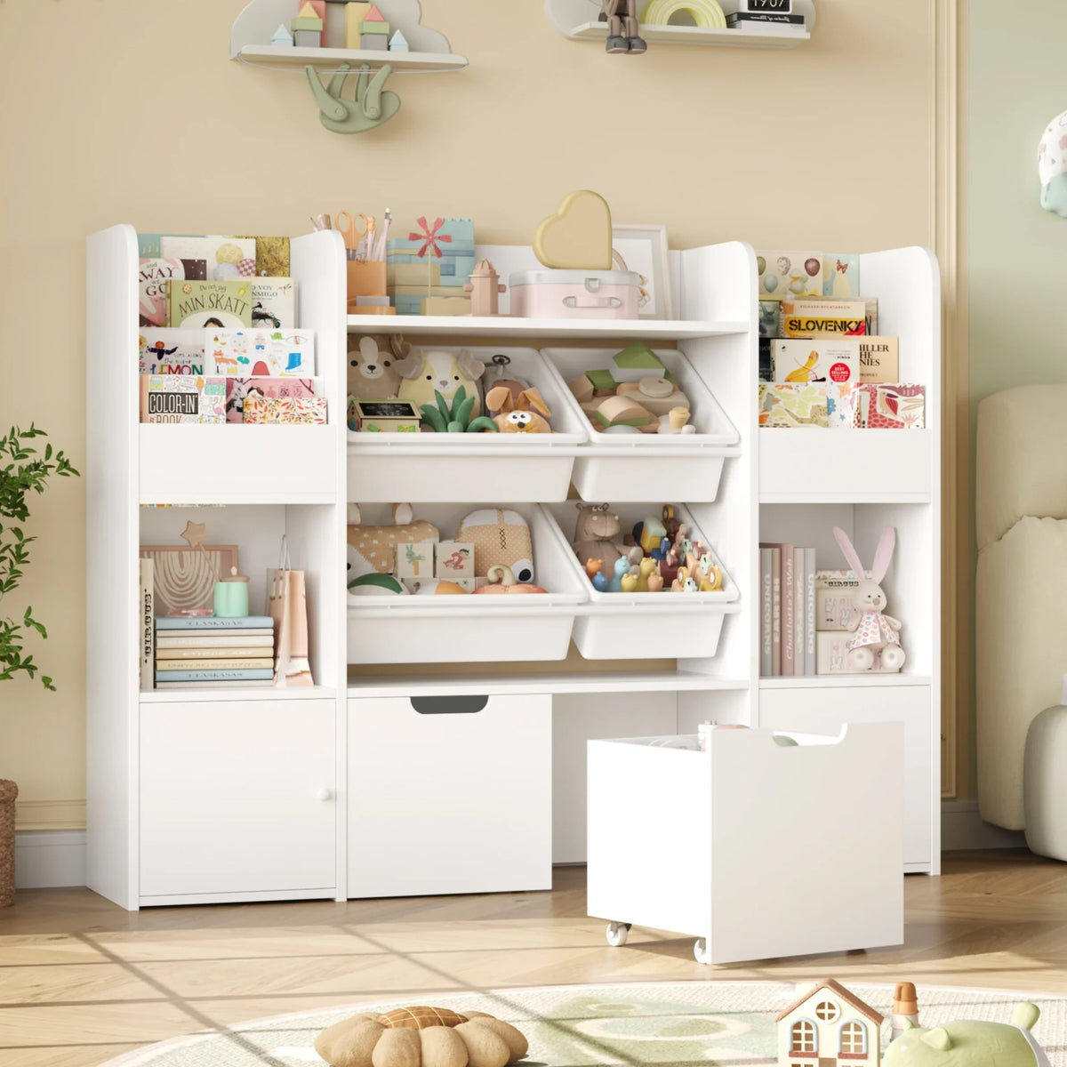 Meuble à jouets 4 bacs 13 niveaux 126cm Lilla Kids