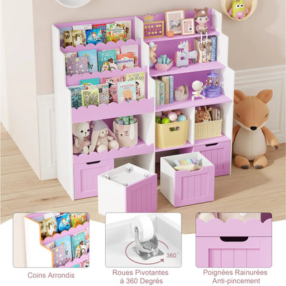 Meuble à jouets 4 tiroirs 6 cases 40x120 Lilla Kids