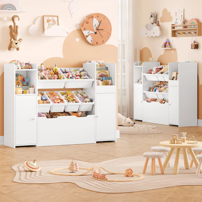 Meuble à jouets 6 bacs 2 portes à roulettes 138cm Lilla Kids