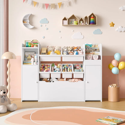 Meuble à jouets 6 bacs 2 portes à roulettes 138cm Lilla Kids