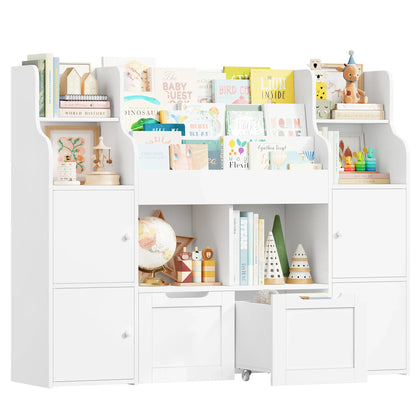 Meuble à jouets 8 bacs 4 portes à roulettes 122cm Lilla Kids