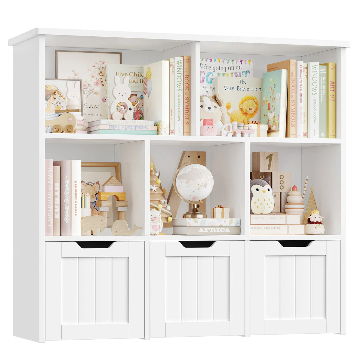 Meuble à jouets enfant 3 tiroirs et 6 étagères Lilla Kids
