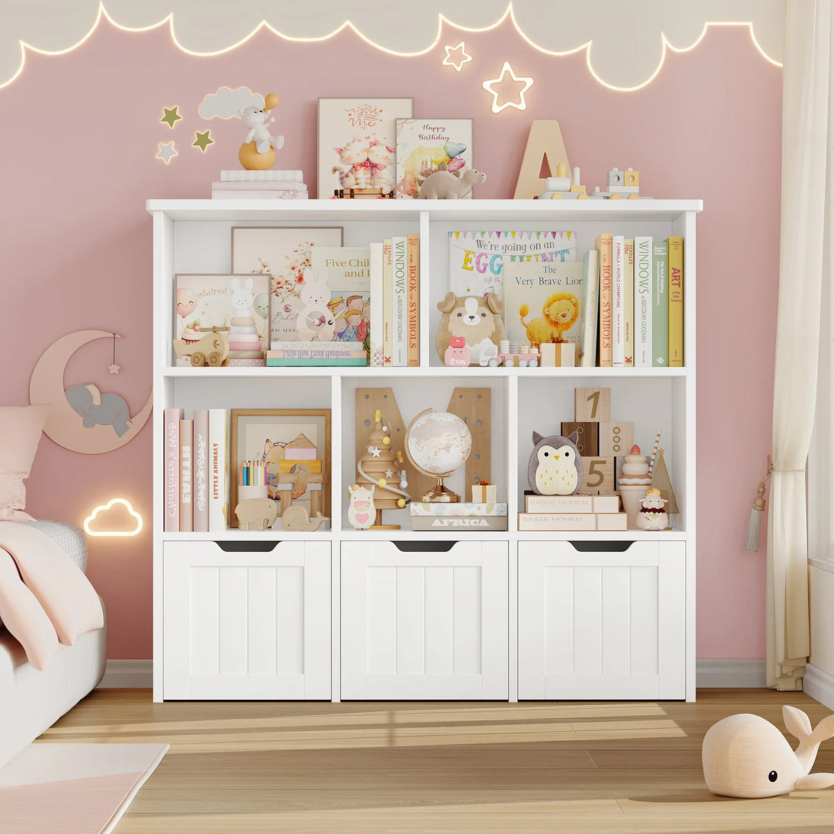 Meuble à jouets enfant 3 tiroirs et 6 étagères Lilla Kids