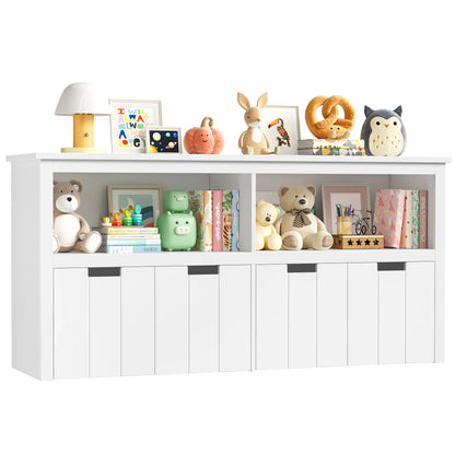 Meuble à jouets enfant 4 bacs à roulettes 120cm Lilla Kids