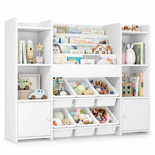 Meuble à jouets enfant 6 bacs 4 niveaux 119cm