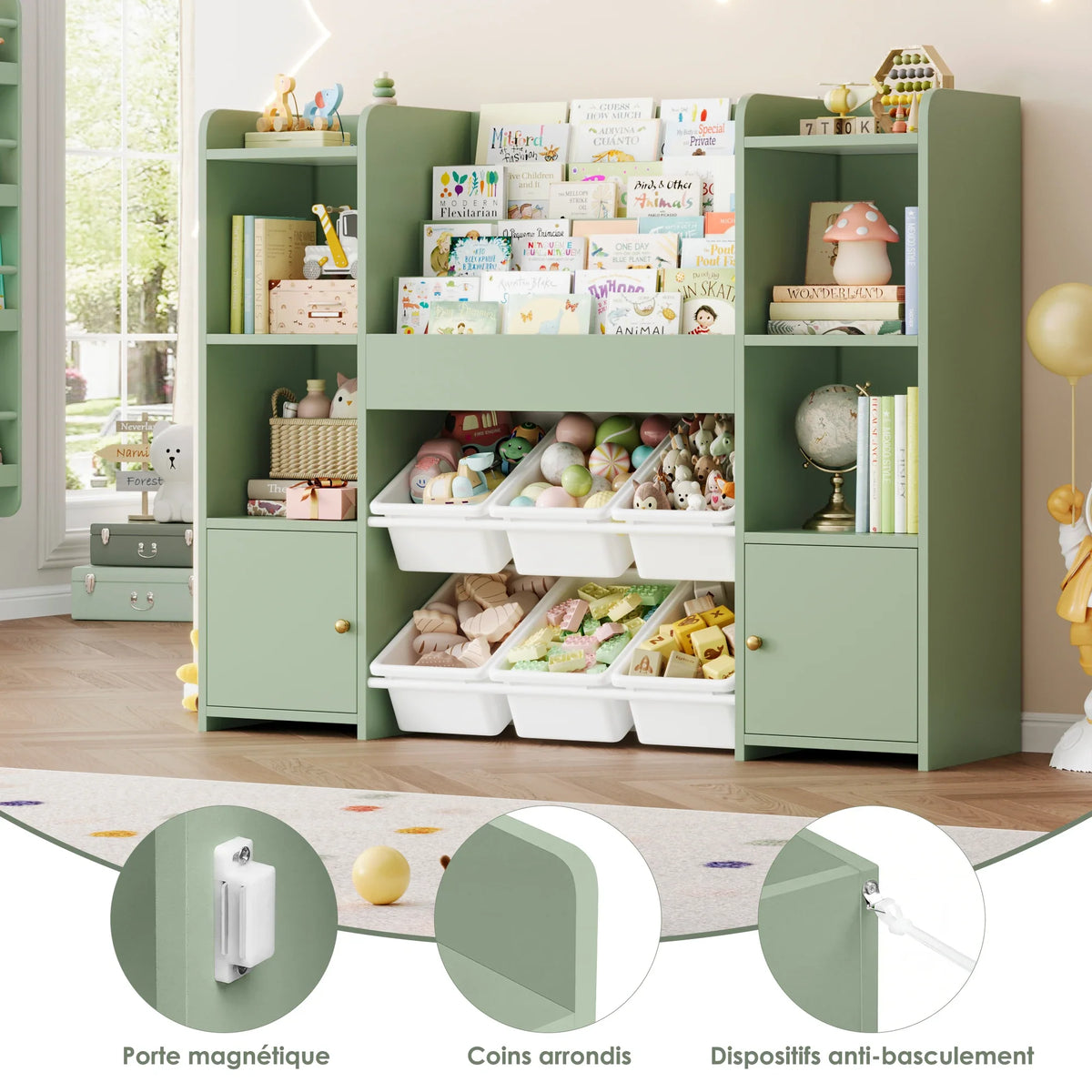 Meuble à jouets enfant 6 bacs 4 niveaux 119cm Lilla Kids