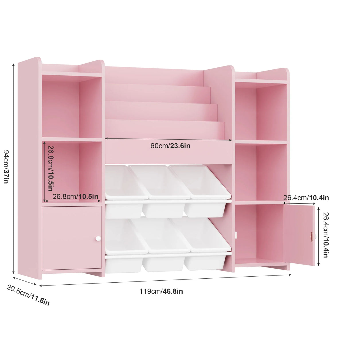 Meuble à jouets enfant 6 bacs 4 niveaux 119cm Lilla Kids