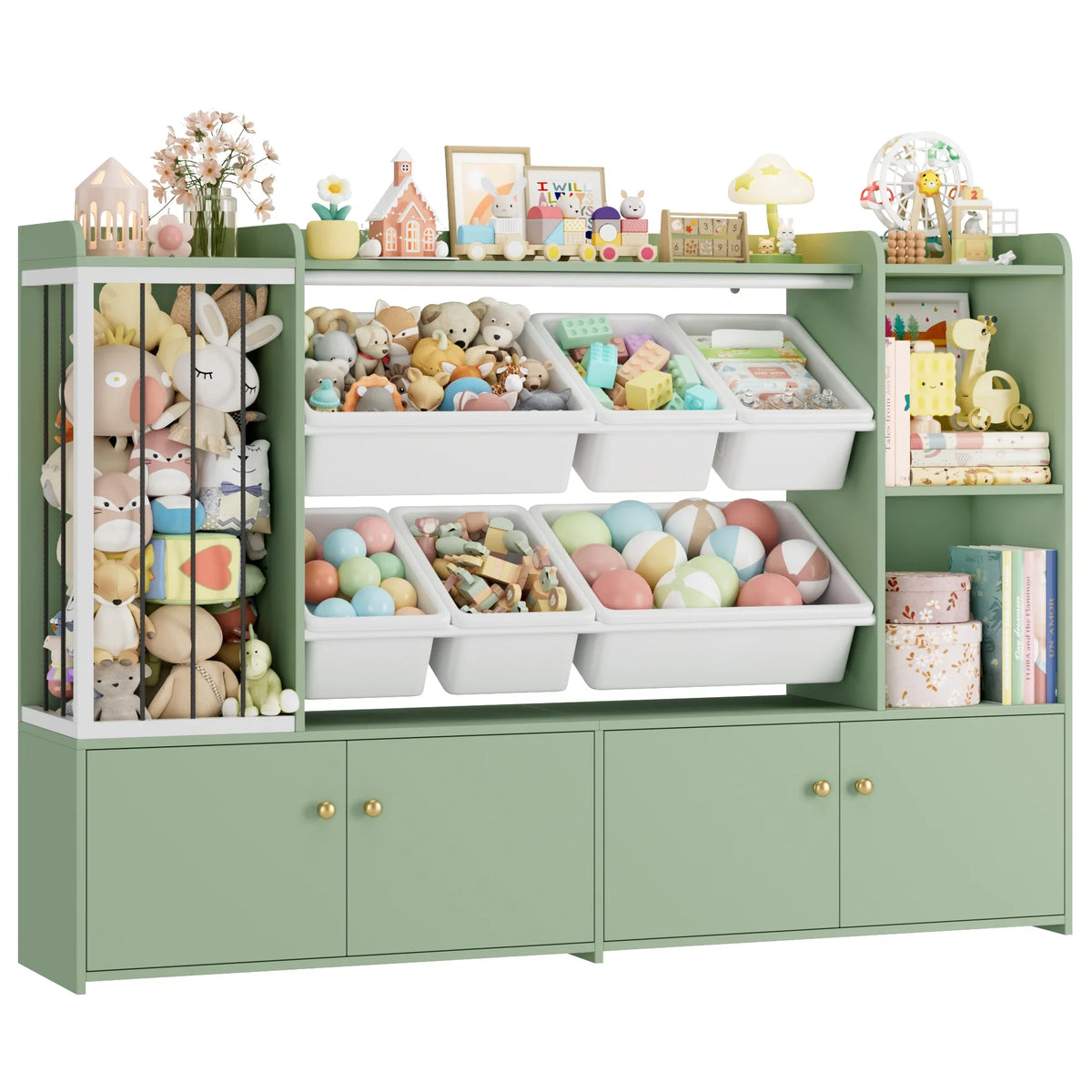 Meuble à jouets enfant 6 bacs en bois 137cm Lilla Kids