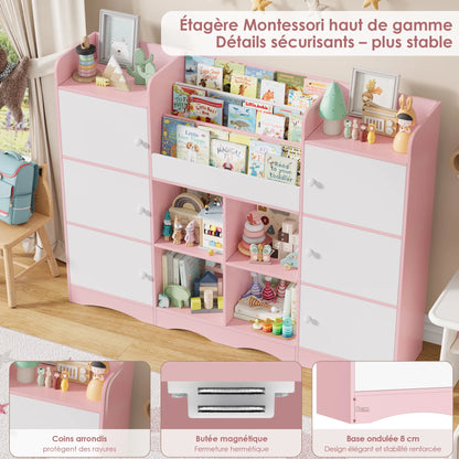 Meuble à jouets enfant 6 portes 6 cases 140cm Lilla Kids