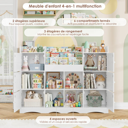 Meuble à jouets enfant 6 portes 6 cases 140cm Lilla Kids