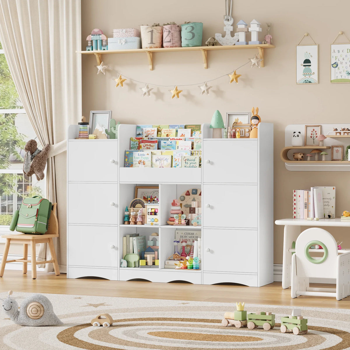 Meuble à jouets enfant 6 portes 6 cases 140cm Lilla Kids