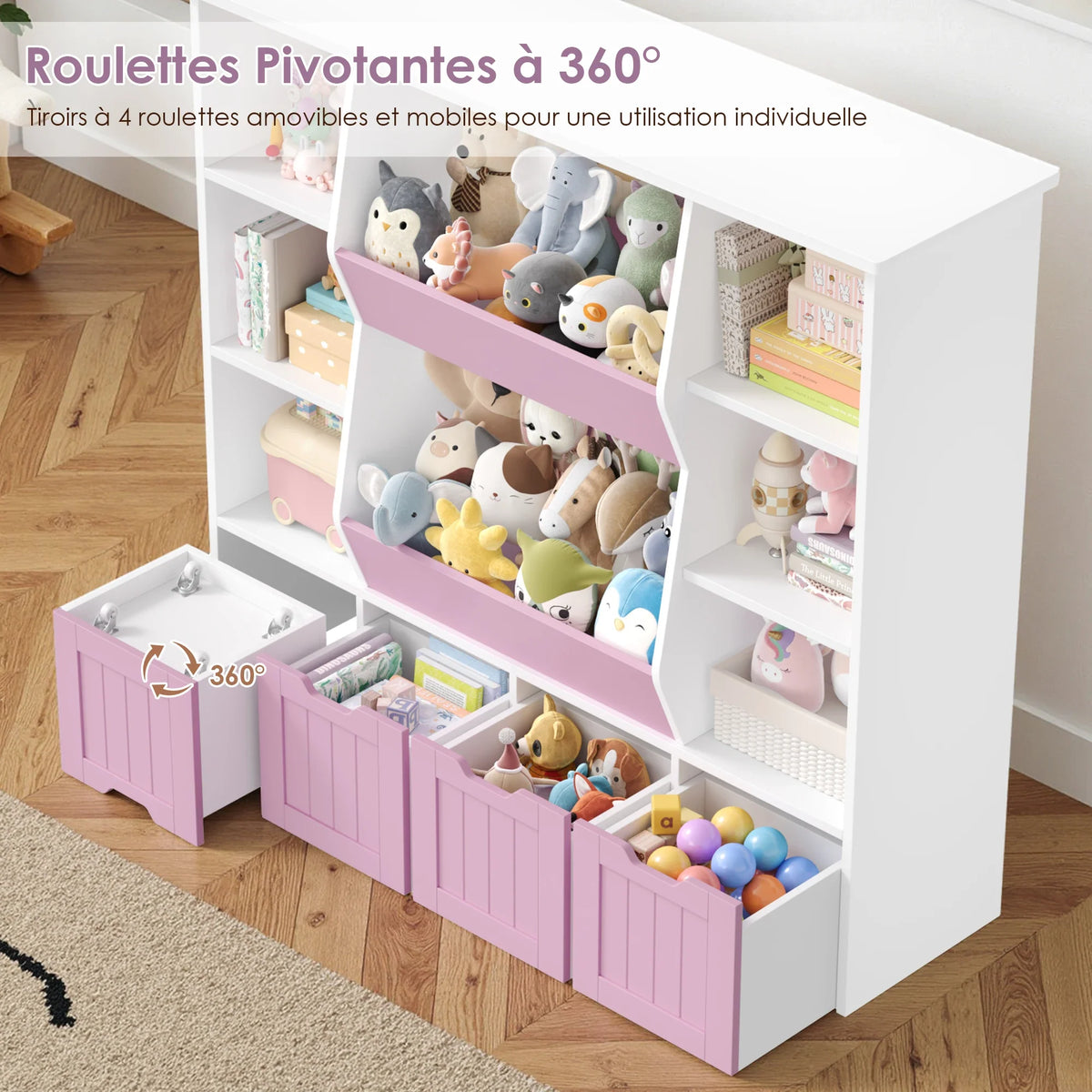 Meuble à jouets enfant 8 bacs 9 niveaux 118cm Lilla Kids