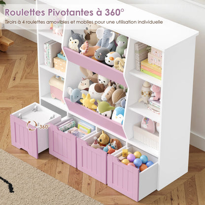 Meuble à jouets enfant 8 bacs 9 niveaux 118cm Lilla Kids