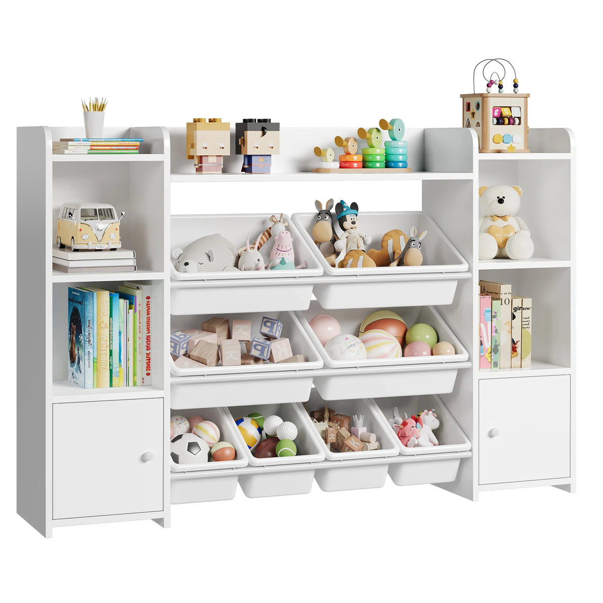 Meuble à jouets enfant 8 bacs amovibles colorés Lilla Kids