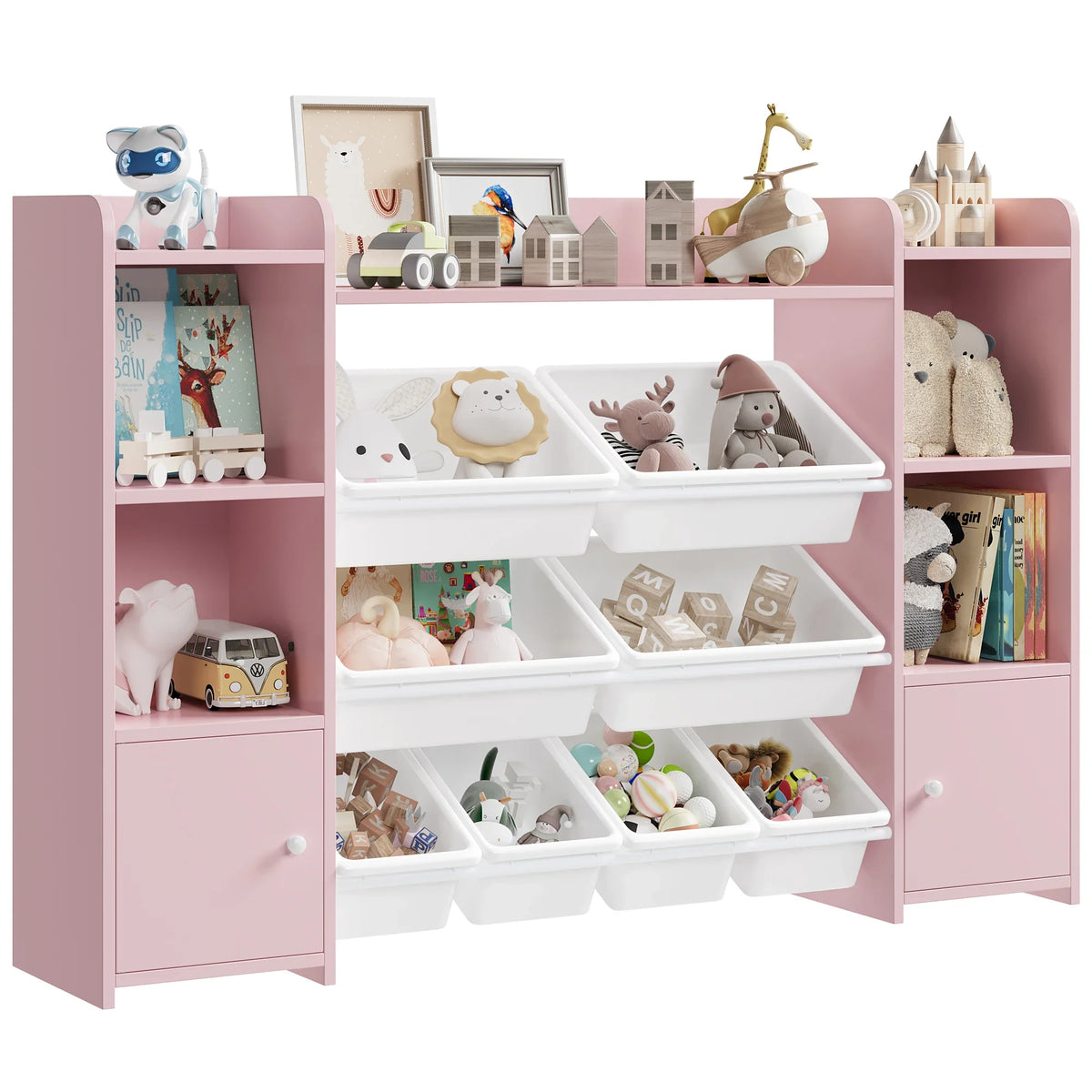Meuble à jouets enfant 8 bacs amovibles colorés Lilla Kids
