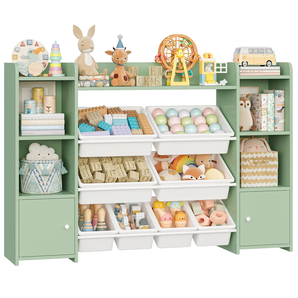 Meuble à jouets enfant 8 bacs amovibles colorés Lilla Kids
