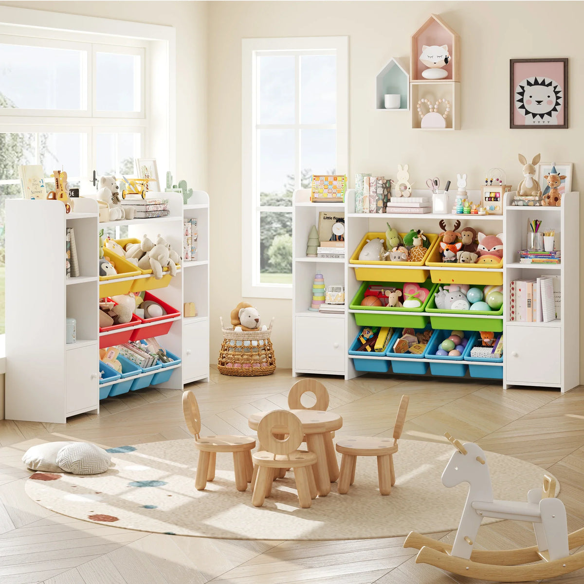 Meuble à jouets enfant 8 bacs amovibles colorés Lilla Kids