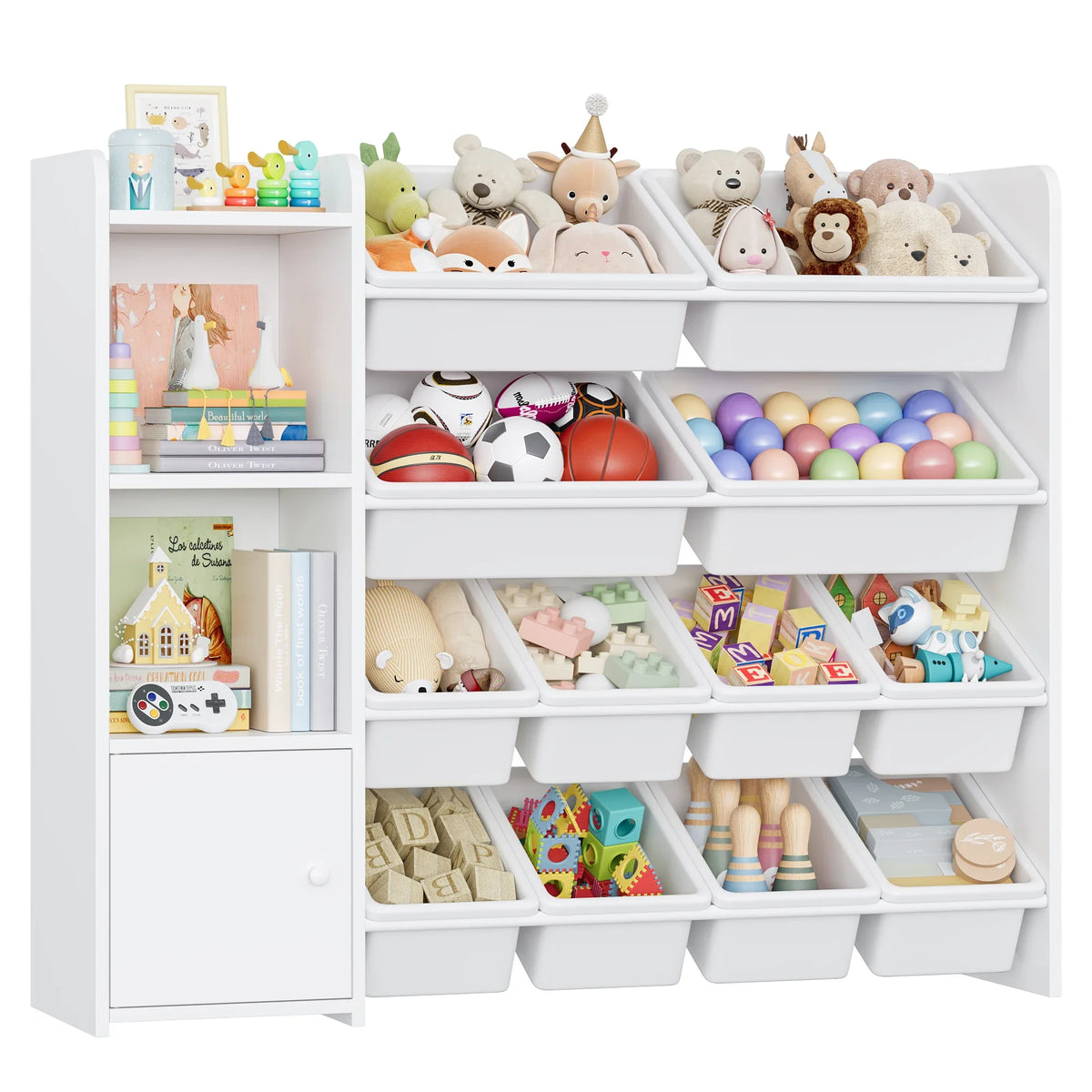 Meuble à jouets enfant 8 bacs et 4 étagères Lilla Kids