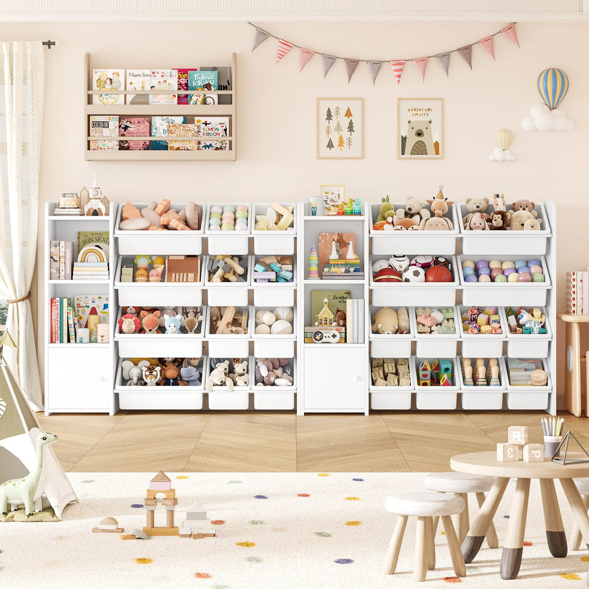 Meuble à jouets enfant 8 bacs et 4 étagères Lilla Kids