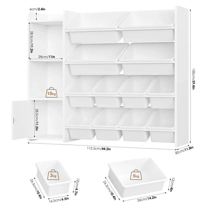 Meuble à jouets enfant 8 bacs et 4 étagères Lilla Kids