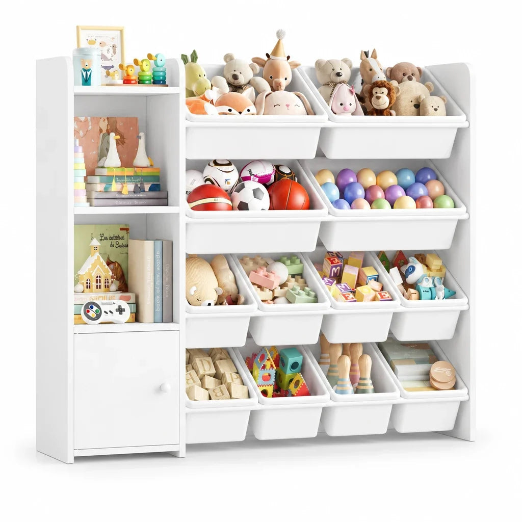Meuble à jouets enfant 8 bacs et 4 étagères Lilla Kids