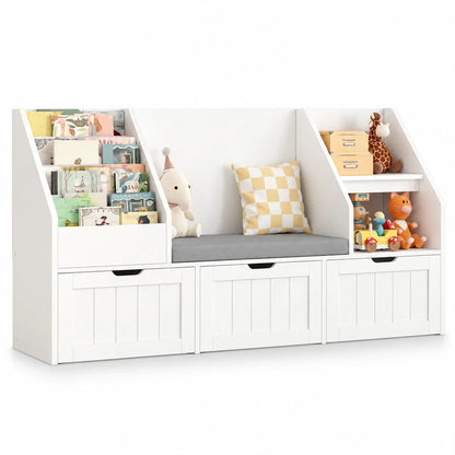 Meuble à jouets enfant avec banc 3 bacs 140cm Lilla Kids