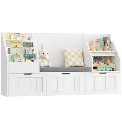 Meuble à jouets enfant avec banc 3 bacs 140cm Lilla Kids