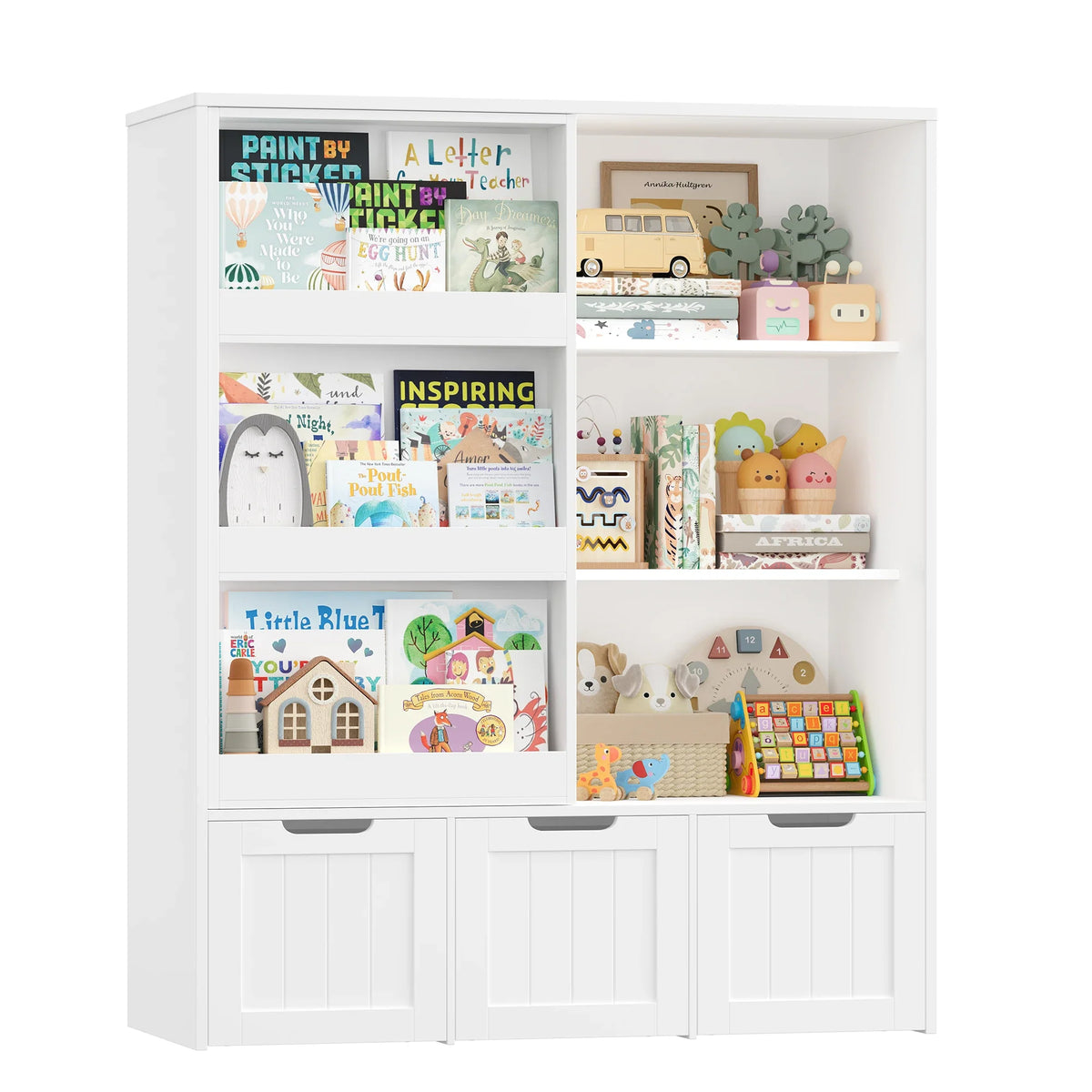 Meuble à jouets porte coulissante 3 tiroirs 100cm Lilla Kids