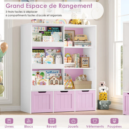 Meuble à jouets porte coulissante 3 tiroirs 100cm Lilla Kids