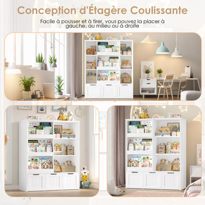Meuble à jouets porte coulissante 3 tiroirs 100cm Lilla Kids