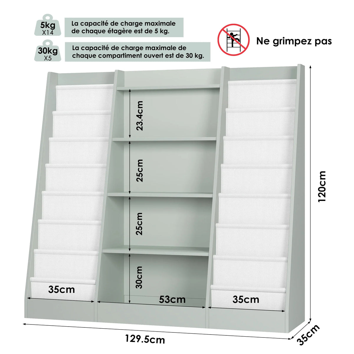 Meuble de rangement enfant 14 cases 35x120 Lilla Kids