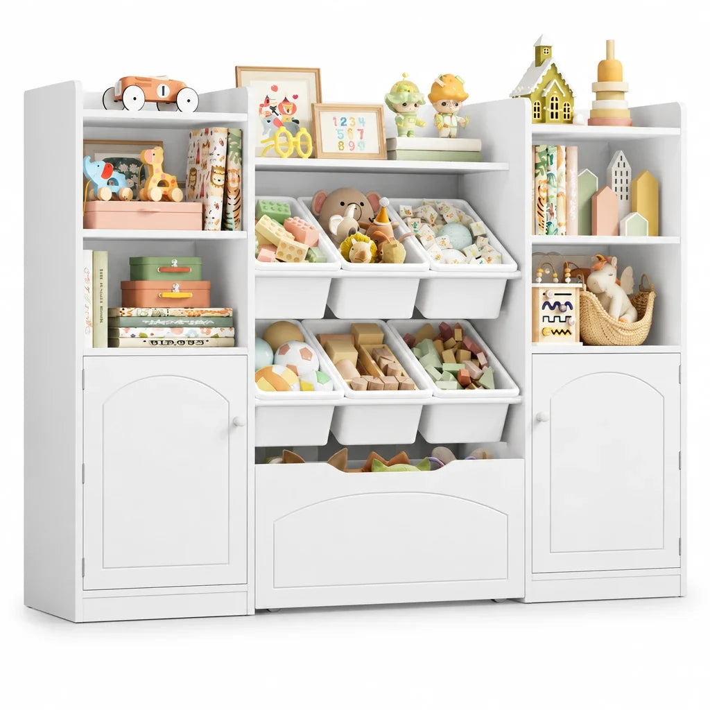 Meuble de rangement enfant 6 bacs et tiroir 140cm Lilla Kids