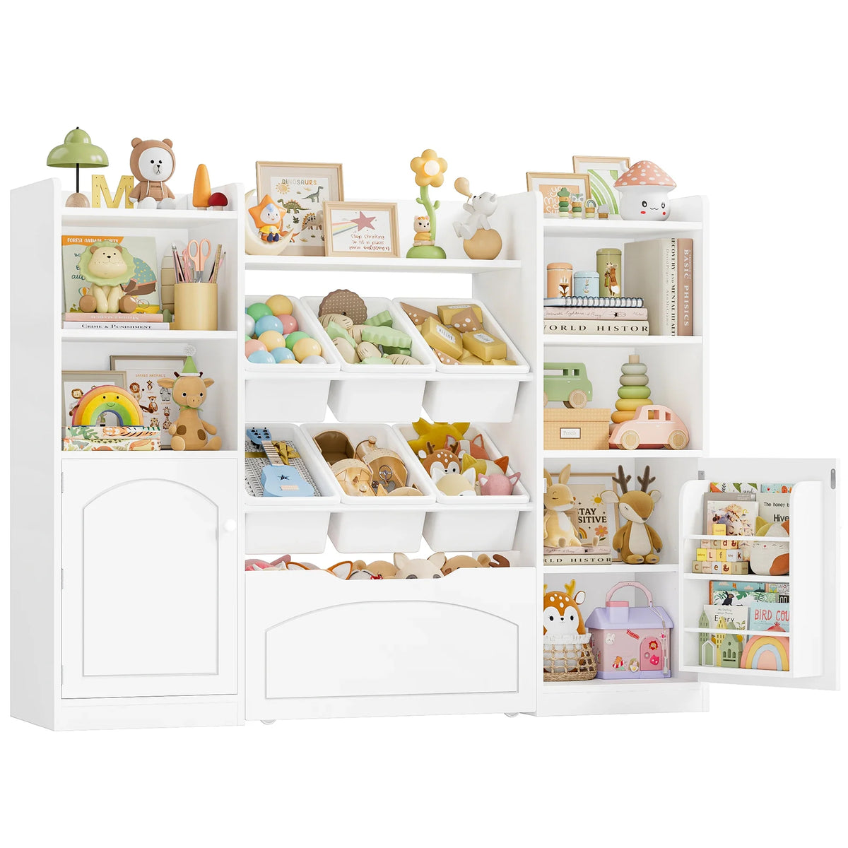 Meuble de rangement enfant 6 bacs et tiroir 140cm Lilla Kids