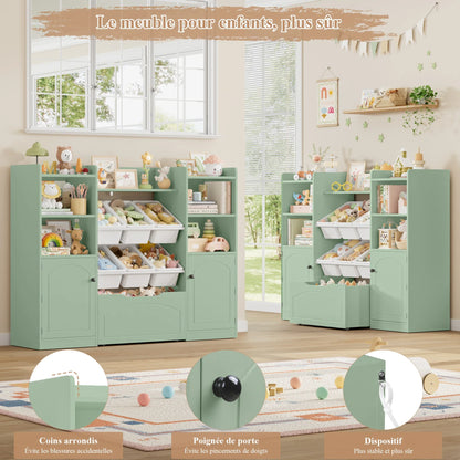 Meuble de rangement enfant 6 bacs et tiroir 140cm Lilla Kids