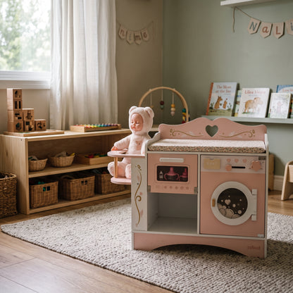 Table à langer en bois 6 en 1 pour bébé poupée Montessori