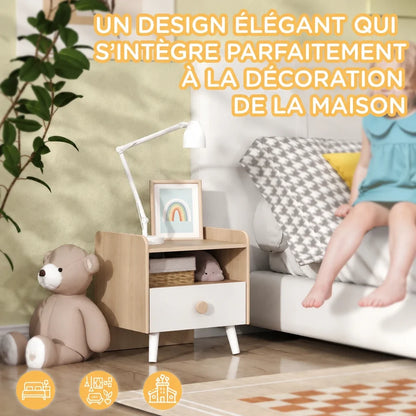 Table de chevet enfant avec tiroir en bois Lilla Kids