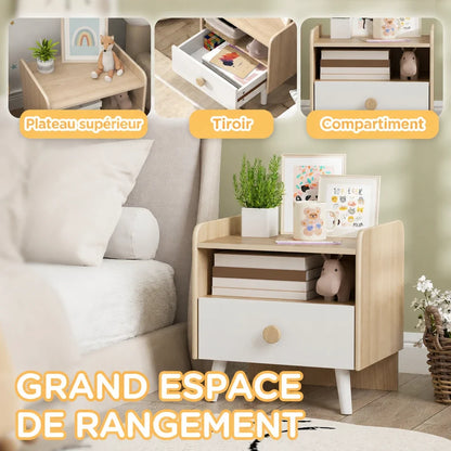 Table de chevet enfant avec tiroir en bois Lilla Kids