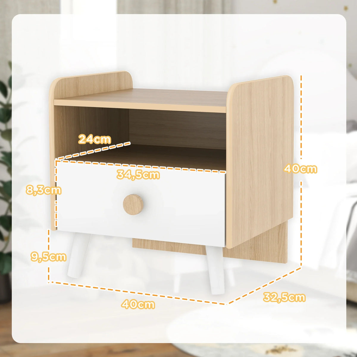 Table de chevet enfant avec tiroir en bois Lilla Kids