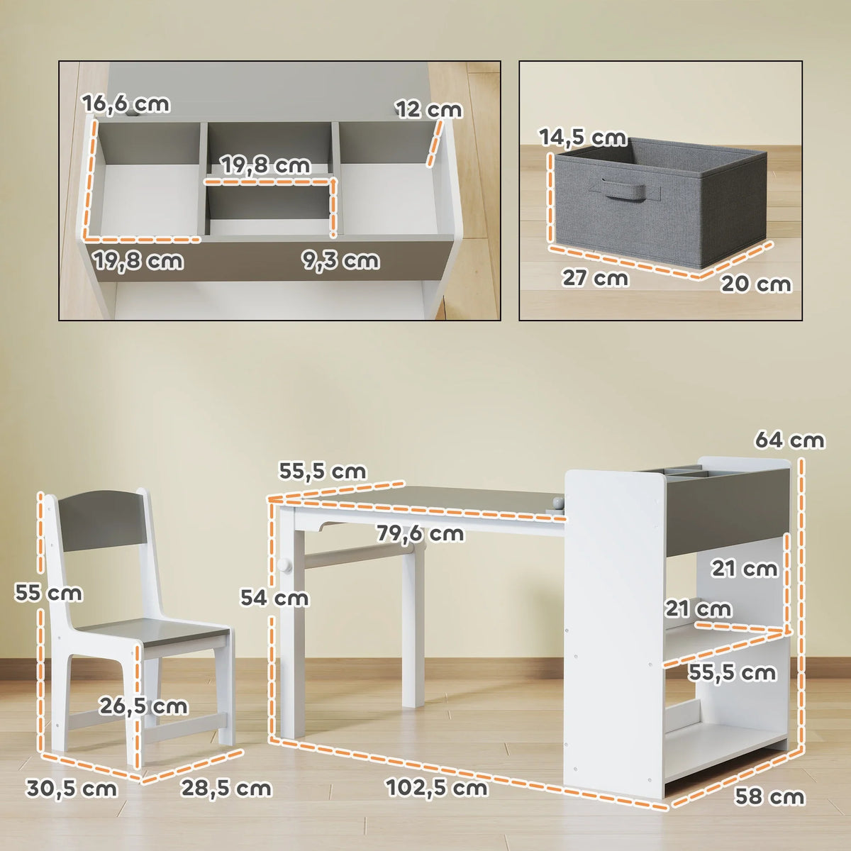 Table enfant avec 2 chaises et tiroir Lilla Kids