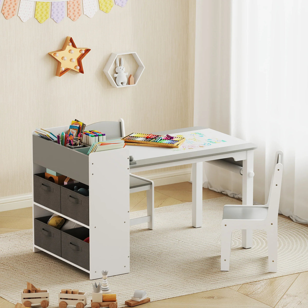 Table enfant avec 2 chaises et tiroir Lilla Kids