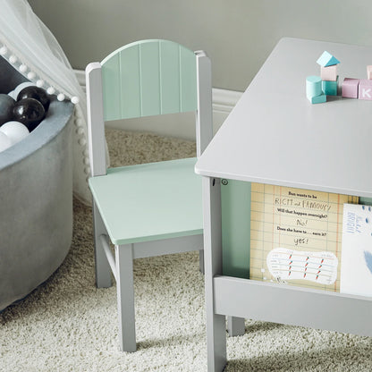 Table et chaises enfant avec rangement gris Lilla Kids