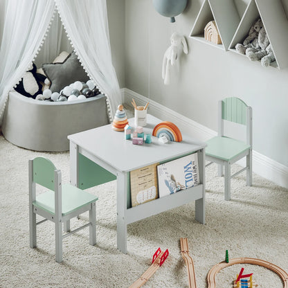 Table et chaises enfant avec rangement gris Lilla Kids