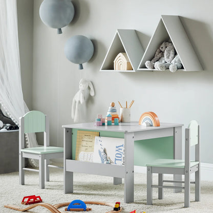 Table et chaises enfant avec rangement gris Lilla Kids
