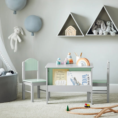 Table et chaises enfant avec rangement gris Lilla Kids